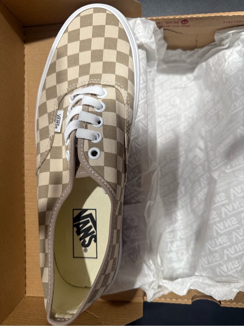 Vans Checkerboard Authentic Men’s Sneakers — Beige & White